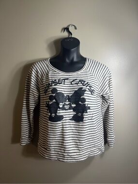 Disney Cruise Line Mickey Minnie Striped Terry Pullover XL